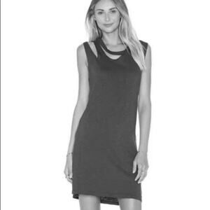 LNA Double Cut Shirt Tank Mini Dress in black made in USA  small